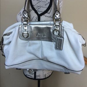 Coach “Ashely” Satchel / Silver and Ivory